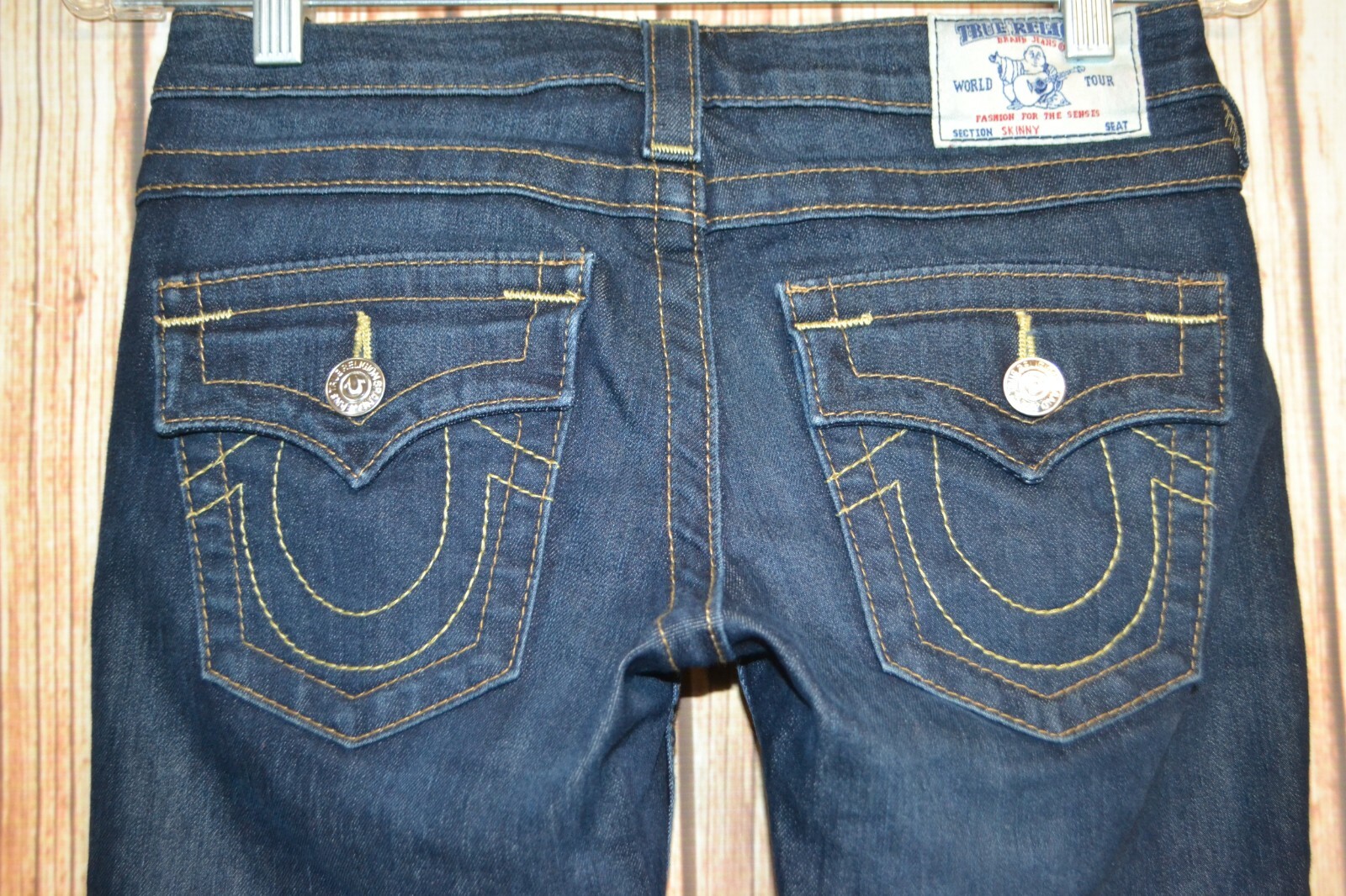True Religion Women's Skinny Pocket Flaps Dark Blue Jeans Sz 25x31 thumbnail 7
