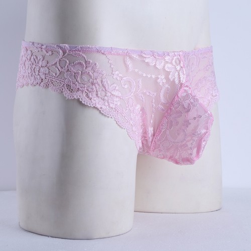 Mens Lingerie Lace Sissy Panties Gay Pouch Low Rise Bikini Briefs Underwear - Picture 17 of 46