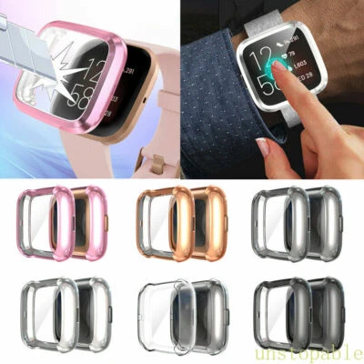 For Fitbit Versa 2 3 4 Sense 2 Watch Full Cover Screen Protector TPU Case Bumper