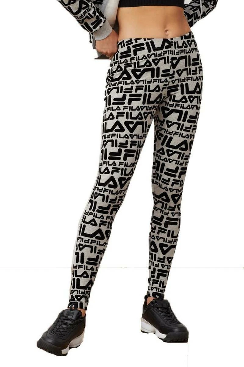 Fila Womens Kaylee All Over Logo Printed Leggings 32582289-Grey