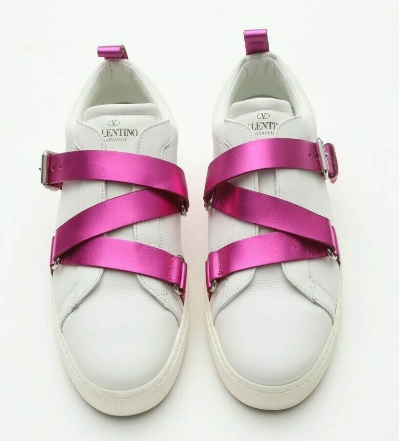 Valentino V-Punk Buckle Rockstud Leather Womens Sneakers Sz