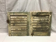 Pair VTG Destressed Green Antique House Wood Window Shutters 14x16 Old 651-23B