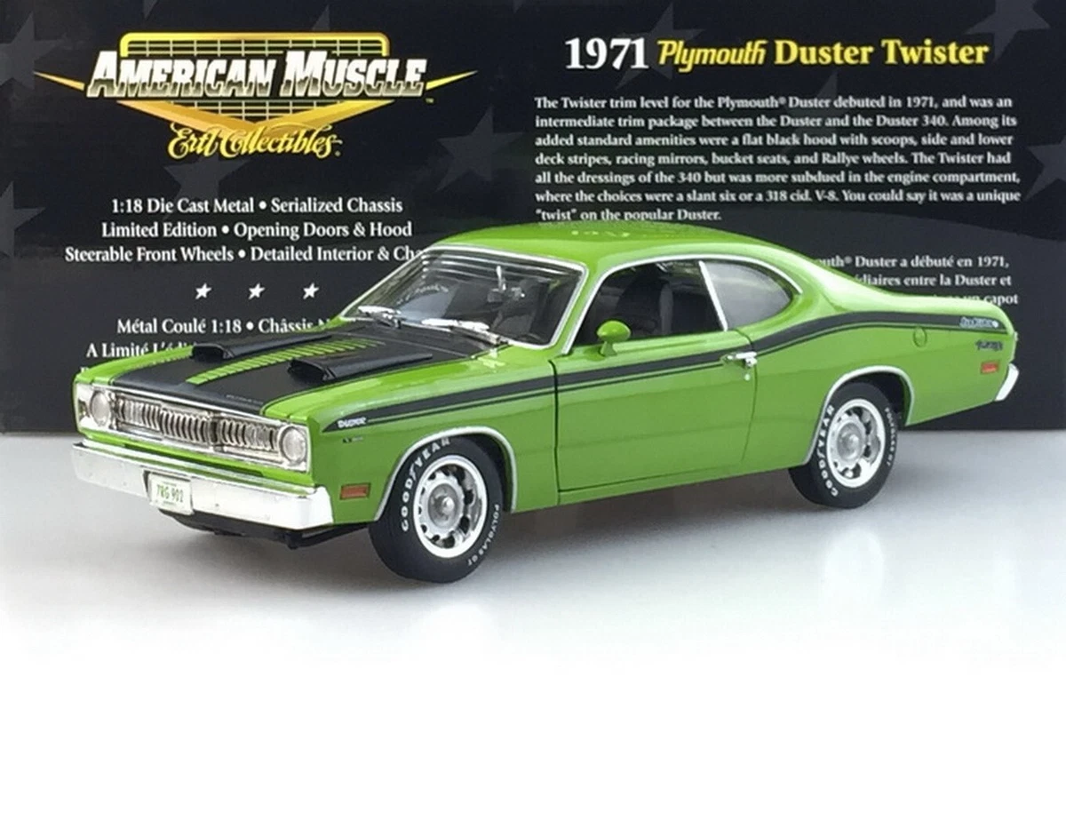 ERTL 1/18 Scale Plymouth Duster Twister 1971 Green Diecast Car Model Toy