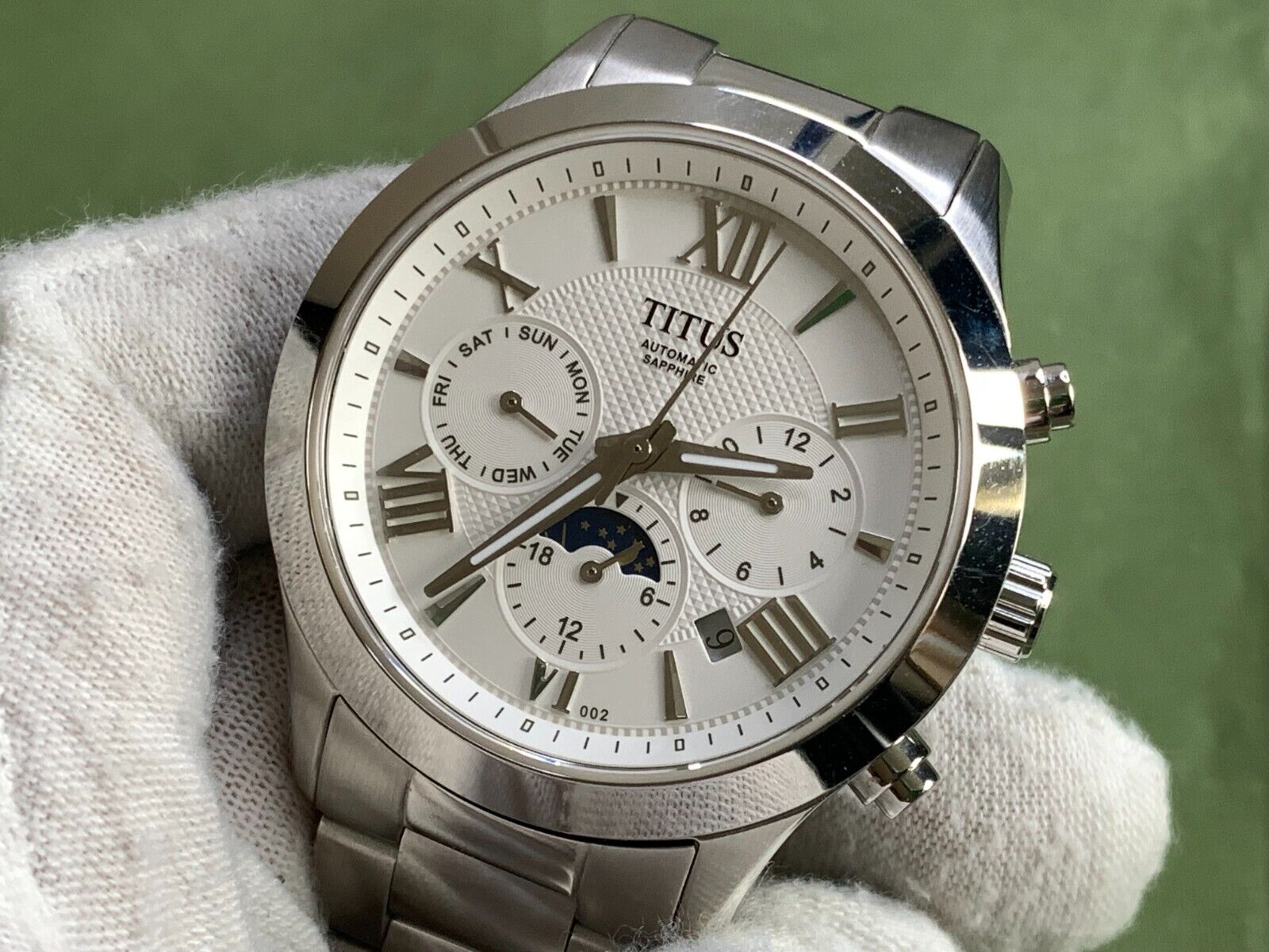 Titus 06-2643 Black Dial Day-date Moon Phase Leather 3 Atm Automatic Men's Watch Titus 06-2643 Black Dial Day-date Moon Phase Leather 3 Atm Automatic Men's Watch