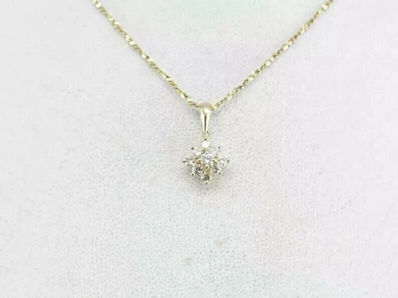 Colgante Flor Racimo Moissanita Real Corte Redondo 2.00 CT Chapado en Oro Amarillo 14K Foto 3 de 3