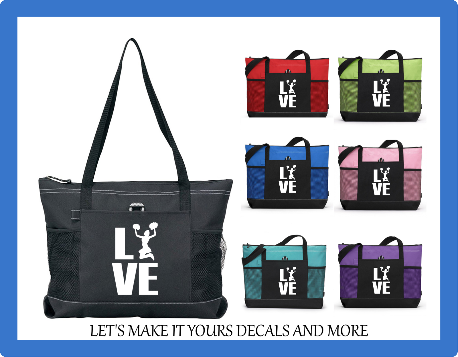 CHEERLEADER LOVE CUSTOM MADE TOTE PURSE TRAVEL OVERNIGHT LUGGAGE SPORTS GYM BAG