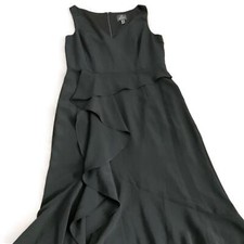NWT Adrianna Papell Black Crepe Cascade Gown Womens Size 8