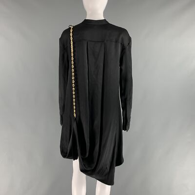 ワンピース LOEWE SS24 Black satin shirt dress (S359Y09XDB BLACK) Loewe Black Satin Shirt Dress | italist