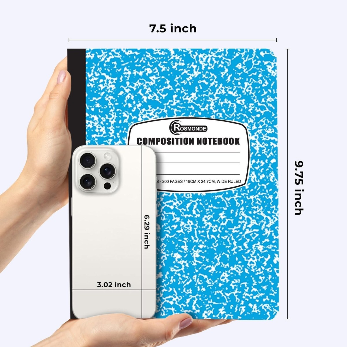 BAZIC Black Marble Composition Book Wide Ruled 100 Sheet, 48-Pack