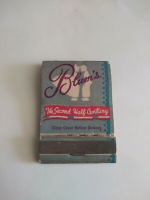 Vintage Matches From Blums Candies Pastries Frozen Desserts Cover Only No Matche