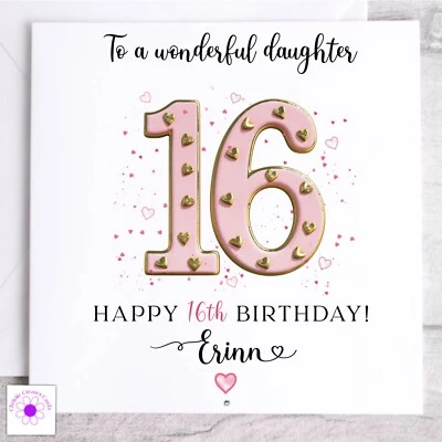 CHRISSIECREATESCARDS Personalised 16th Birthday Card Daughter Goddaughter Niece Granddaughter Friend