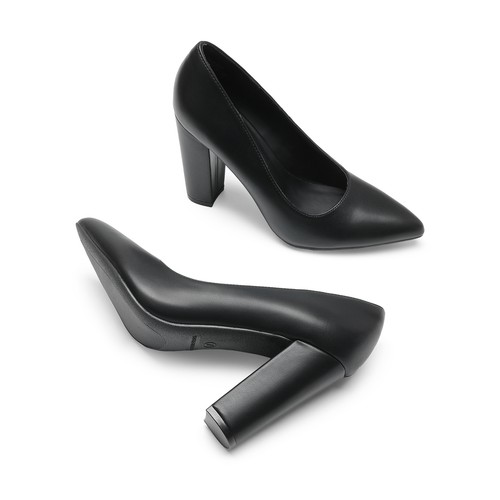Women Pumps High Chunky Block Heels Pointed Toe Wedding Party Work Dress Shoes - Picture 9 of 16