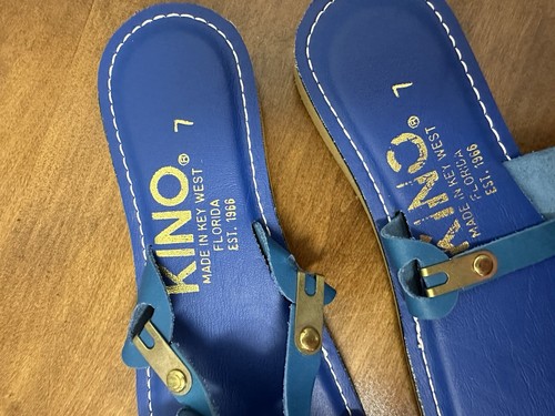 Kino Sandals Flip Flops Key West Size 7 New Royal Blue Flat Adjustable Vintage - Picture 2 of 4