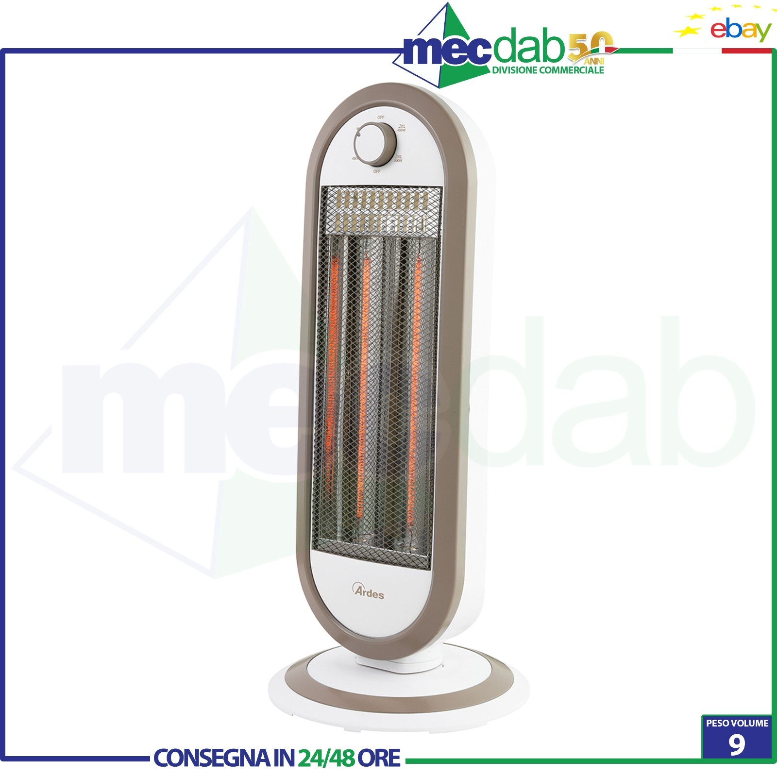 Stufa Elettrica Oscillante Al Carbonio 2 Elementi Riscaldanti 450/900W Ardes