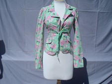 New Tommy Jeans Multi Color Bright Green Pink Yellow Floral Women Blazer M