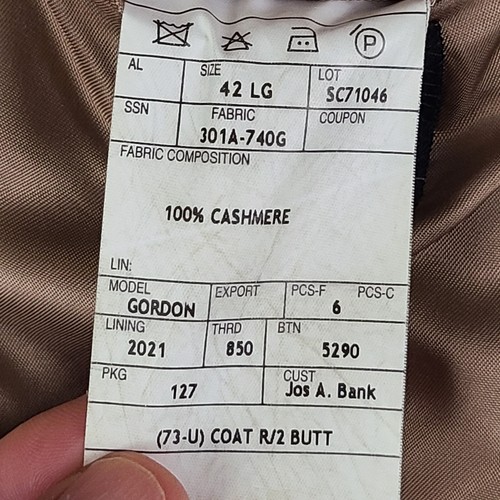 Abrigo deportivo Jos A Bank Gordon 100 % cachemira bronceado para hombre talla 42 largo - Imagen 8 de 23