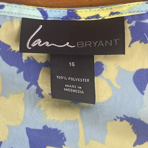 Lane Bryant Tank Top Blouse Floral Womens Flowy Flutter Collar Size 16 - Picture 2 of 6