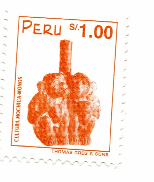 Ancient Culture Mochica Ceramics: Monkeys in Orange, Perú 1997, accept offers