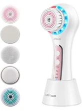 Facial Cleansing Brush Red & Blue LED Light Skin Care Device Rechargeable