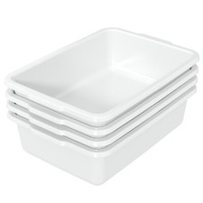 IDOTRY 32 L Large Commercial Bus Box, 4 Pk Plastic Bus Tubs for Restaurant White