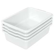 IDOTRY 32 L Large Commercial Bus Box, 4 Pk Plastic Bus Tubs for Restaurant White