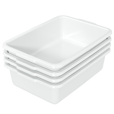 IDOTRY 32 L Large Commercial Bus Box, 4 Pk Plastic Bus Tubs for Restaurant White