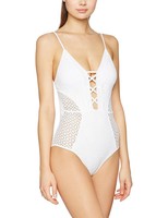 14, White, Look Women's Crochet Plunge Swimsuit 14, White, Look Women's Crochet Plunge Swimsuit