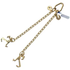 Tow Chain V Bridle 2' Legs RTJ Hook Rollerback Wrecker Carrier Hauler