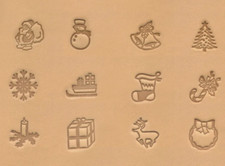 Christmas Leather Stamp Set 1/2" 13mm Leather Tool Santa Snowflake Set