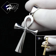 MEN WOMEN Stainless Steel Silver/Gold Plated Plain Ankh Key Cross Pendant*P106