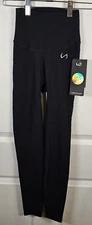 TLF Apparel Leggings Tempo Ribbed High Waisted Athletic Workout Sz XS Black