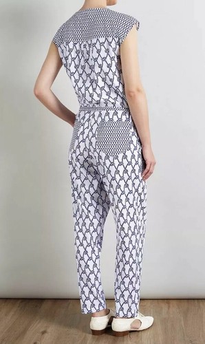 Tuta nuova con etichette Somerset di Alice Temperley stampa corda blu bianco UK 6 - Foto 4 di 12