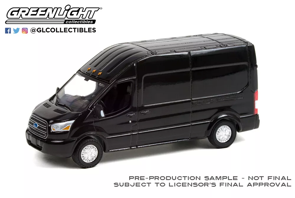 1 64 GreenLight 2019 Ford Transit Van Route Runners 3 Shadow Black