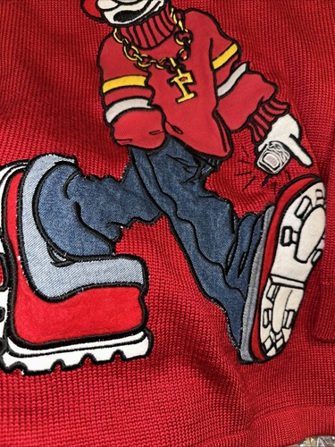 Vintage 90s Paco Jeans Elite Cartoon Hip Hop Character Knit Sweater Boys 12-14 - Picture 4 of 8