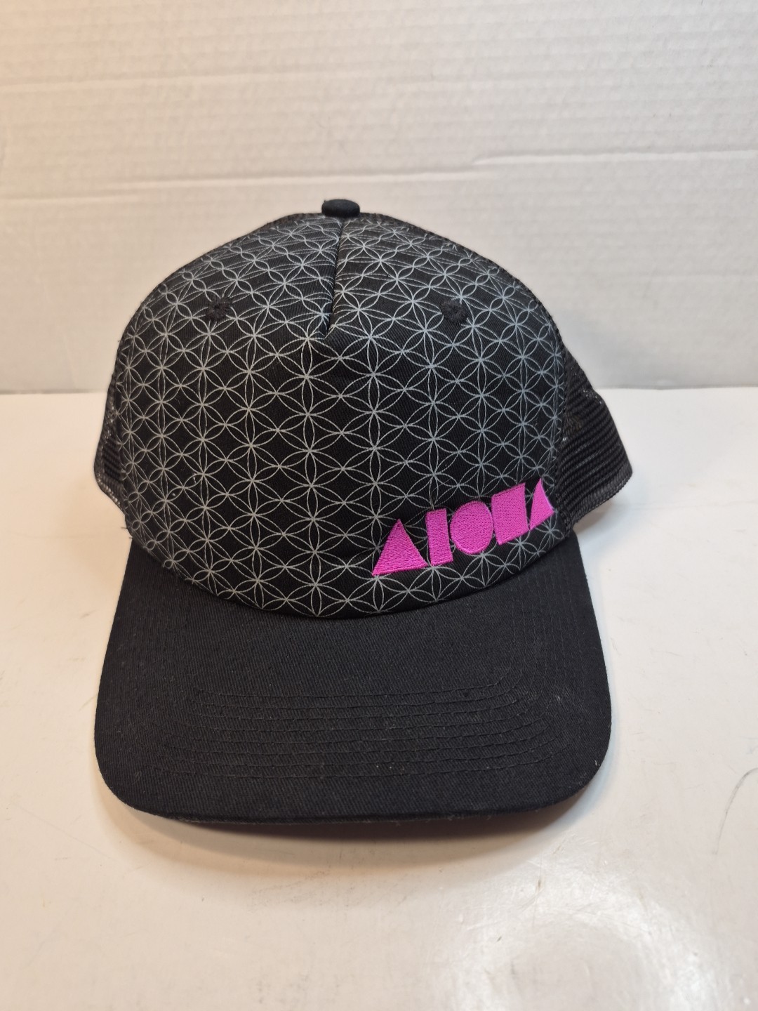 Aloha Black Hat with Geometric Pattern Snapback W… - image 1