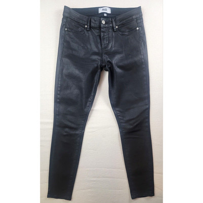 PAIGE Verdugo Ankle Skinny Jeans Black Silk Coated Women s 29 Goth Rock