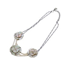 Collana CHANEL conchiglia di camelia argento CC originale bs13657