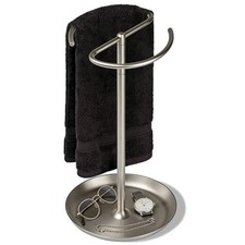 Hand Towel Holder Countertop with Storage Tray Weighted Brushed Nickel 