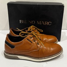 Bruno Marc Kids Brown Perforated Lace Up Oxford Dress Shoes Flawed New Size 1