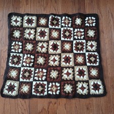 Granny Square Crocheted Afghan Blanket Fall A...