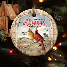 Personalized Cardinal Mom Dad Memorial Christmas Ornament, Loss Of Parents, W...