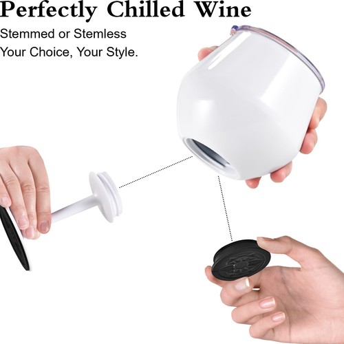 Bicchieri da Vino 14oz con Stelo Staccabile, Isolato in Acciaio Inox Tumble da Vino... - Foto 4 di 8