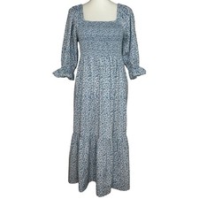 Madewell Lucie Elbow Sleeve Smocked Midi Dress Women’s M Floral Cottagecore Boho