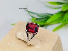 Natural Garnet Silver Ring 925 Sterling Silver January Red Birthstone Ring