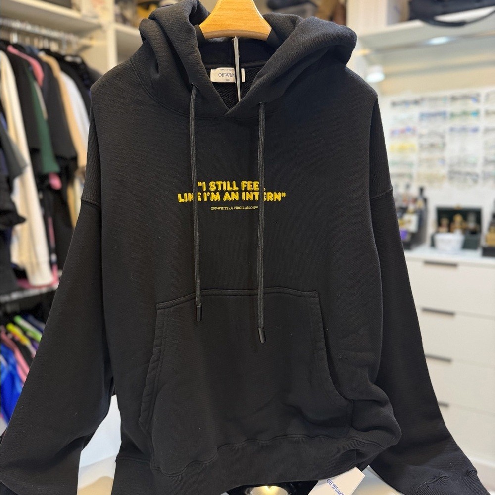 Off-White Black Hoodie - feel like an intern - New | eBay