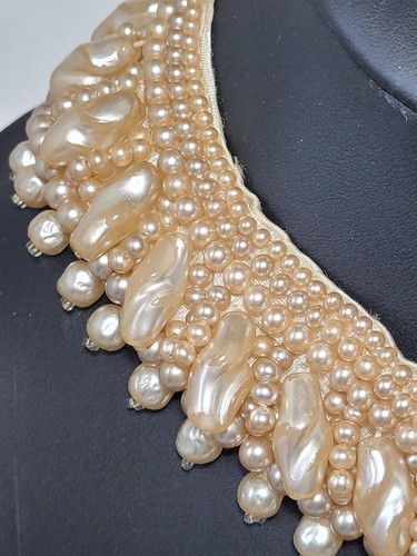 Vintage Faux Pearl Beaded Collar Necklace Fashion Jewelry - Picture 5 of 12