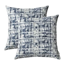 Jacquard Decorative Throw Pillow Covers for Couch Set of 2, 18x18 Inches, Nav...