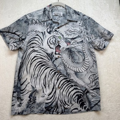 Wacko Maria Tiger Dragon Shirt Men's Large Rayon Camp Collar Japan