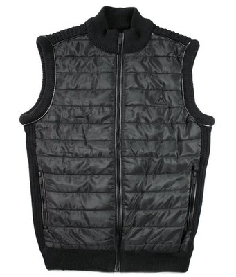 Marc Asher Vest Mens M Puffer Quilted Sweater Knit Lightweight Full Zip Black