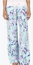 Lilly Pulitzer The Beach Pant Nice Ink Lilac Linen Blue Purple Wide Leg XS